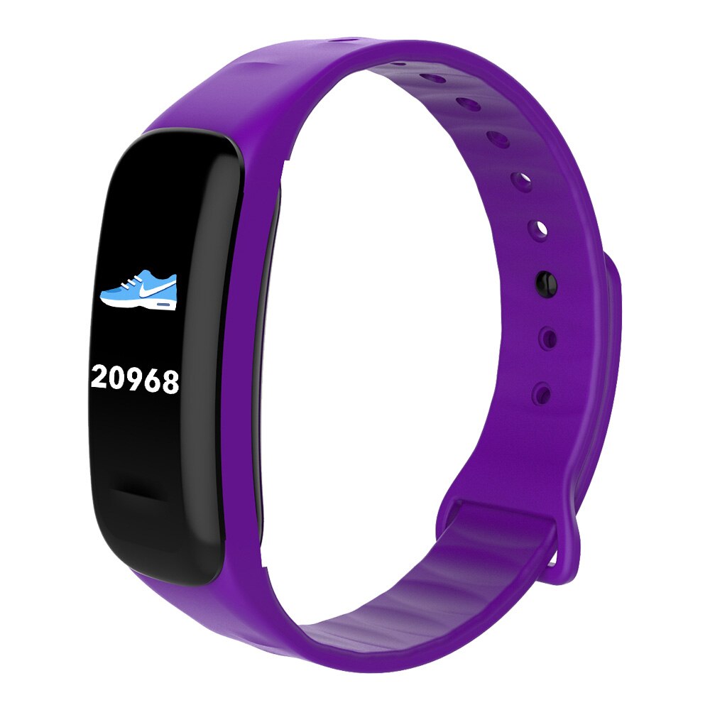 Color Screen C1S Smart Bracelet Waterproof Heart Rate Monitor Health Fitness Tracker Bluetooth Smart Watch for Sport PK MI Band4: Purple