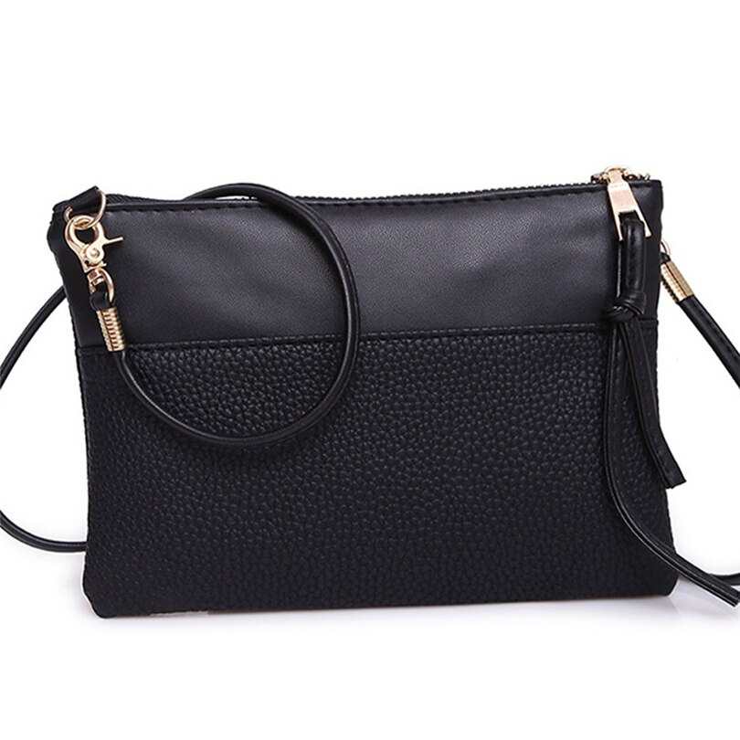 HTNBO Mulheres Messenger Bags Moda Bolsa Bolsa de Ombro Bolsa Senhoras Moeda Sacos de Telefone Bolsa Pequena Praça A30: Black