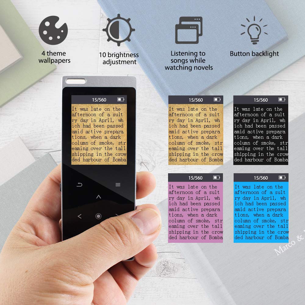 MP4 Player 16GB Built-in Speaker Touch Button HIFI Lossless Music Player with FM Radio, Recorder, Support SD Card up to 128GB