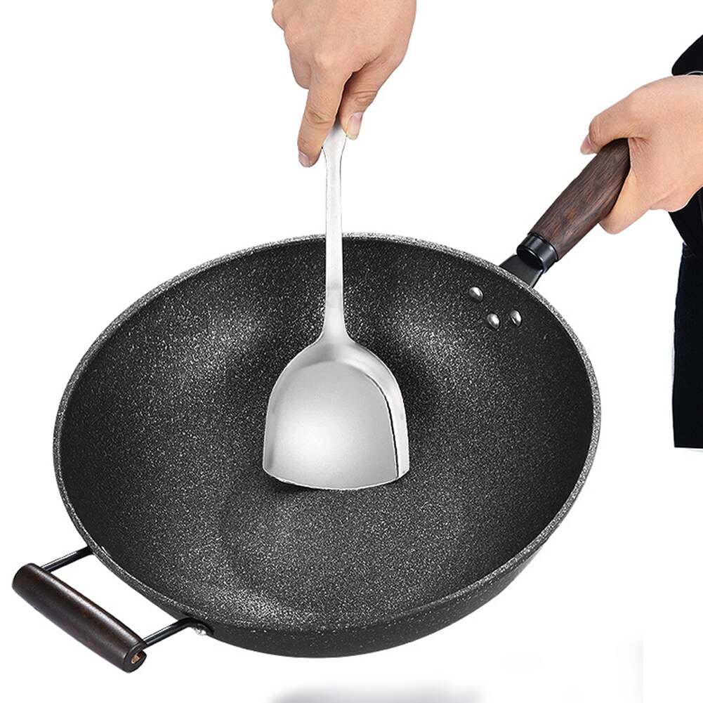 Nonstick Frying Pan Metal Fry Pan with Wooden Handle Kitchen Utensil Cookware UD88