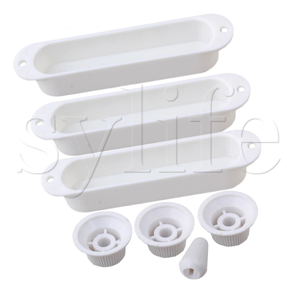 White Guitar Parts Set Switch tip Single coil Pickup Cover 1 volume 2 Tone Knobs