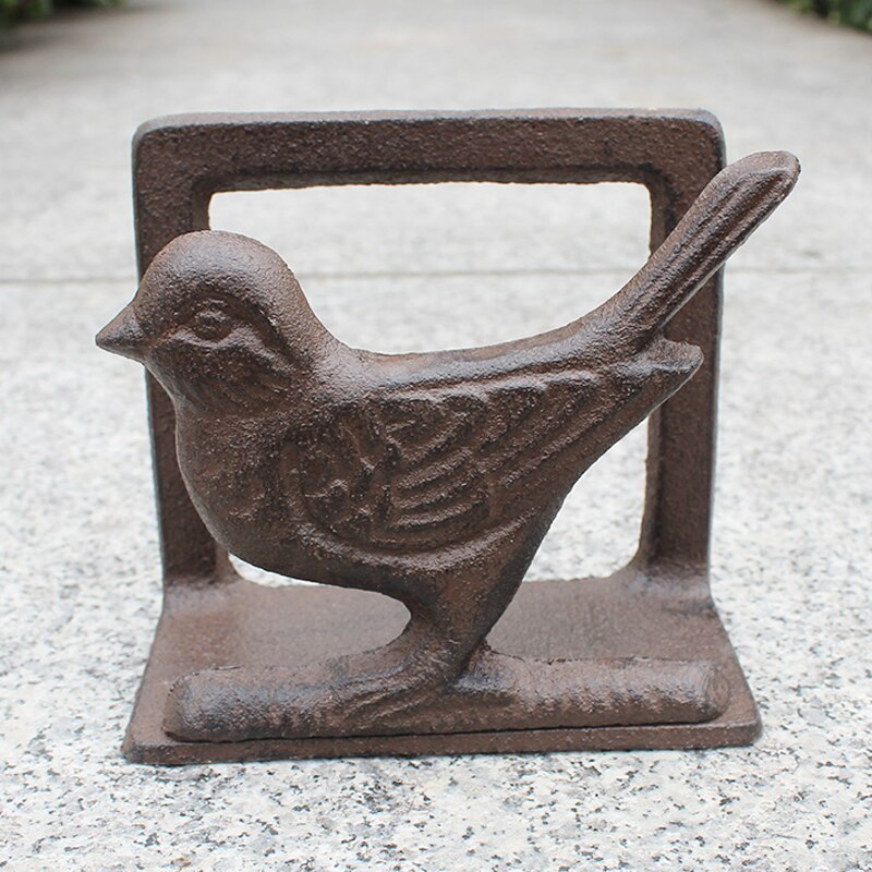 Rustieke kat gietijzeren staande servethouder europese huistafel vogel vork lepel metalen tissuepapierhouder visitekaartjeshouders