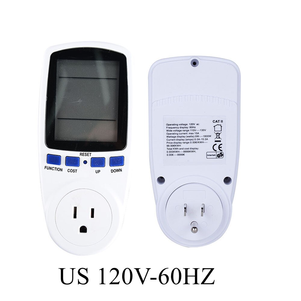 Vermogensmeter digitale wattmeter kwh watt monitor stopcontactanalysator elektrische meetinstrumenten eu br  ac 230v-250v 110v-130v: Ons stekker