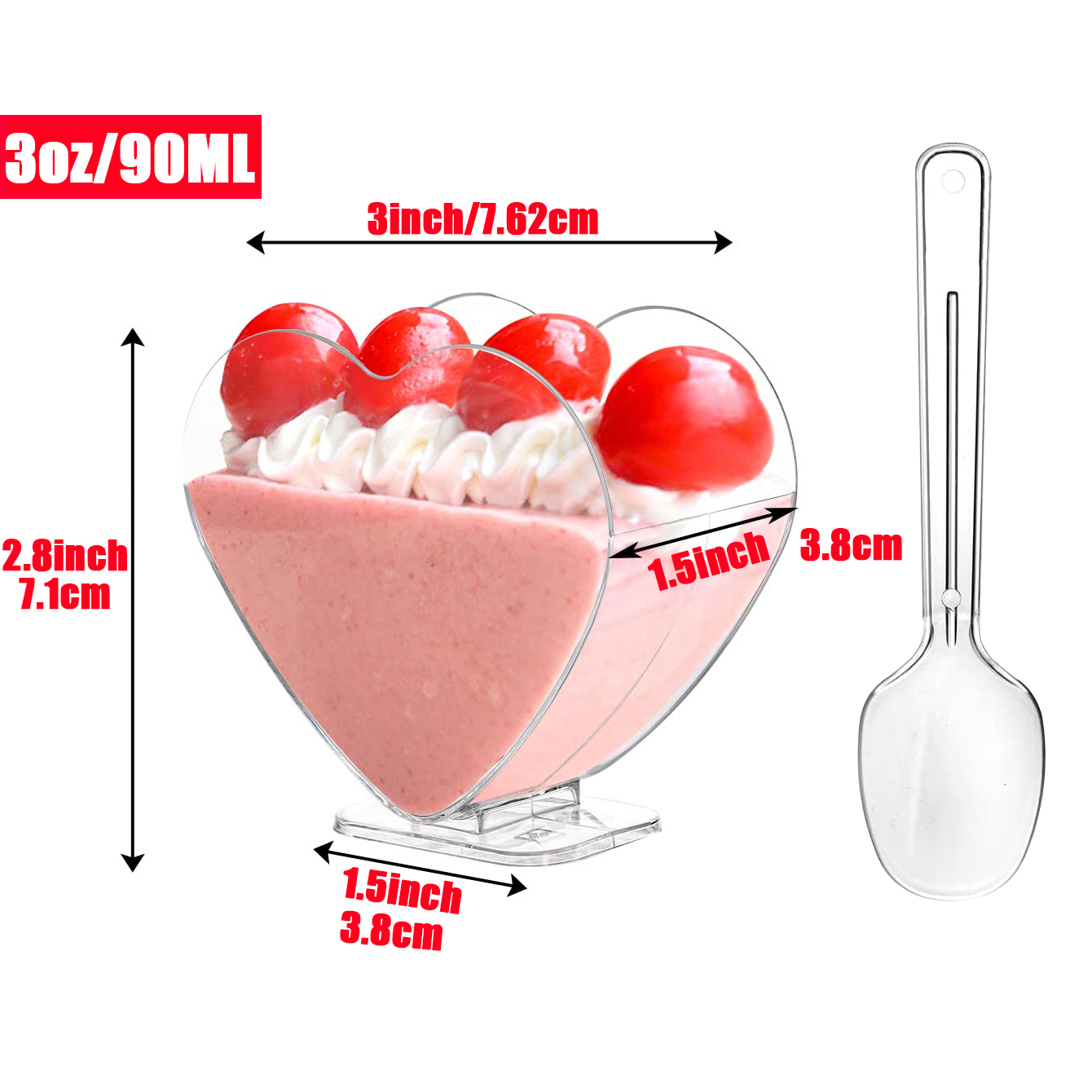 20Pack Plastic Mini Dessert Cups with spoons Parfait Appetizer Cups Party Clear Pudding Fruit Ice Cream Cup Dessert Shot Glasses: grey