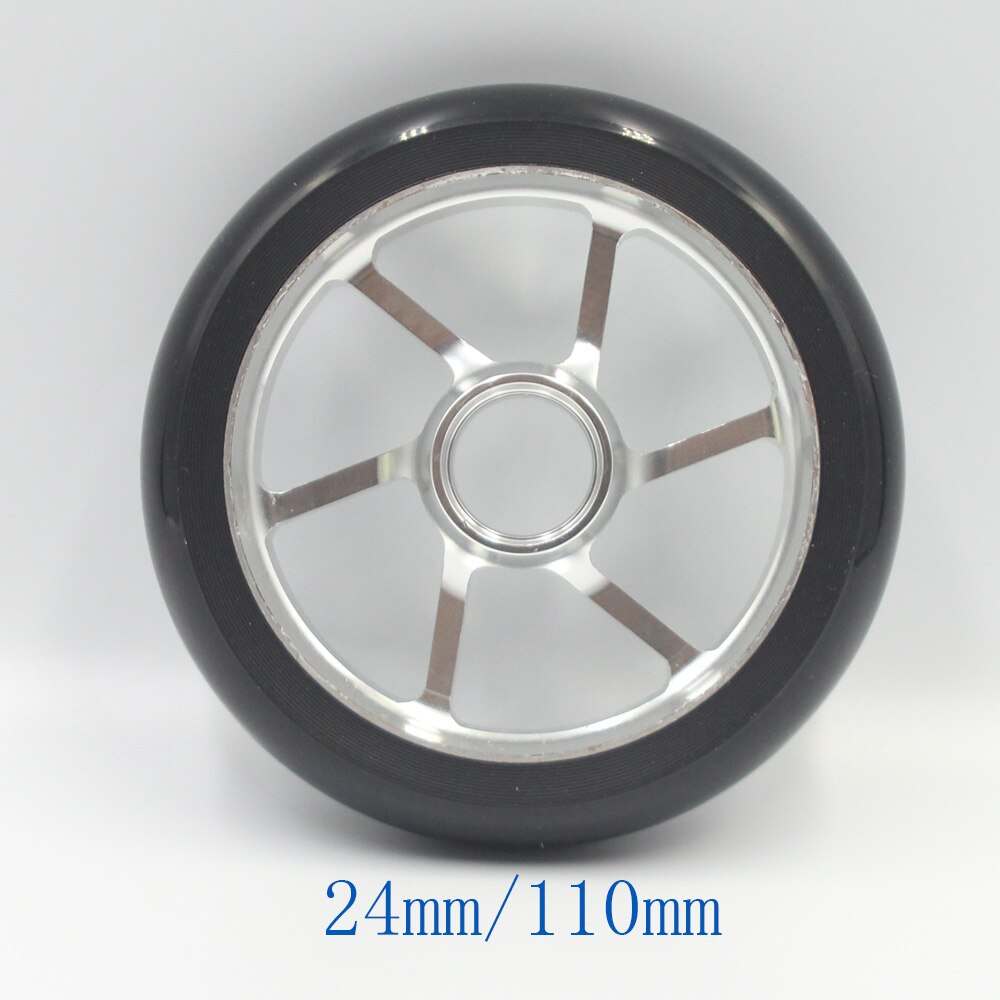 Stunt Scooter Wheels High elasticity PU Aluminium Alloy Steel Hub Scooter Wheel High elasticity Steel Hub Wheels 110mm 125mm: 24m 2pcs BlackSilver