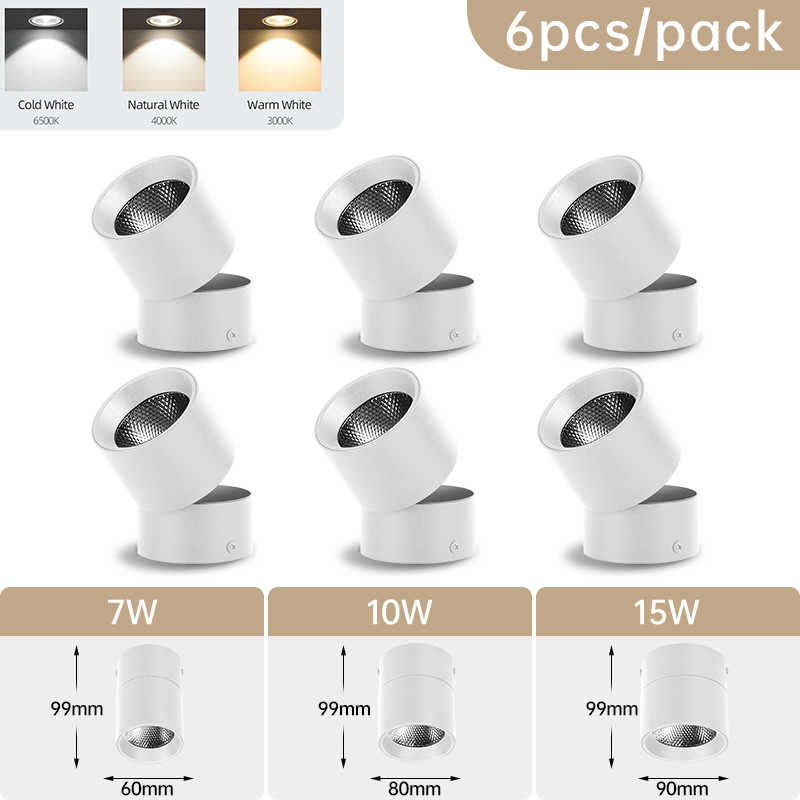 Spot led downlight sammenleggbar taklampe spotlight led-lampe 7w 10w 15w downlight for kjøkken interiør utenpåliggende: Gul / 1w / Brun