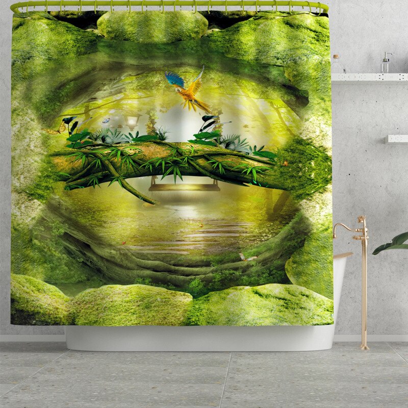 Cartoon Dier Gedrukt Tapijt Mat Voor Badkamer Badmat En Douchegordijn Set Toilet Seat Cover Mat Badmat Met gordijn Set: Shower Curtain-689