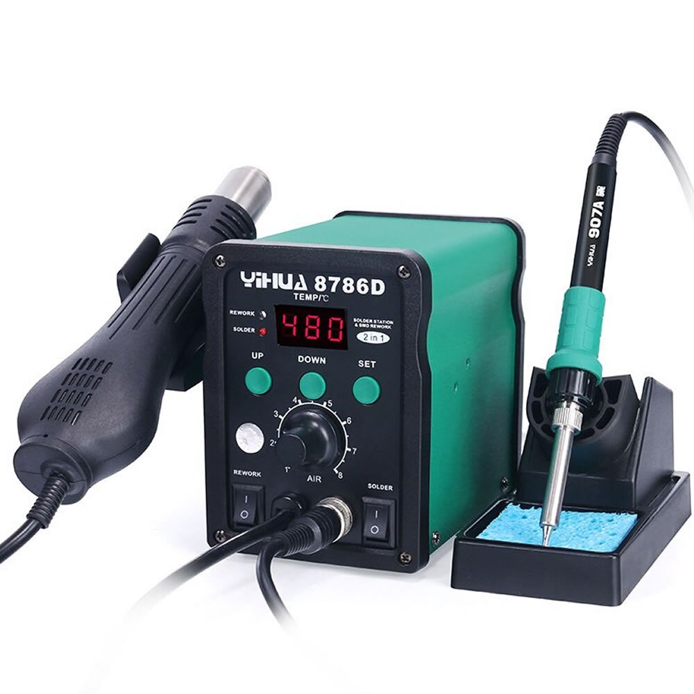 YIHUA-Estación de soldadura de aire 8786D, soldador Digital de reparación de teléfonos, herramienta de soldadura BGA SMD: YIHUA 8786D Station / 220 V