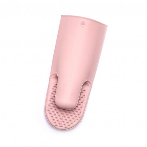 Silicone Gloves Heat Resistant Non-slip Anti-scald Oven Grilling Barbeque Mitts Cooking Baking Gloves Hand Clip: pink