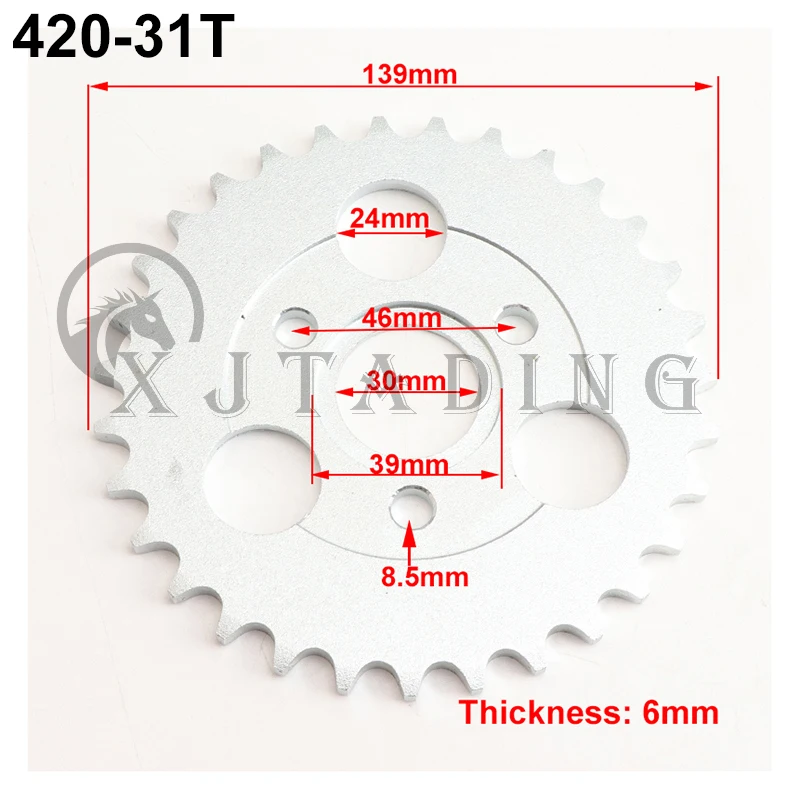 Motorfiets 24 T/26 T/28 T/29 T/31 T/35 T/37 T Tanden 30mm Achter Tandwiel Fit Voor Honda Aap Motor Pit Crossmotor 420/428 Keten: Oranje