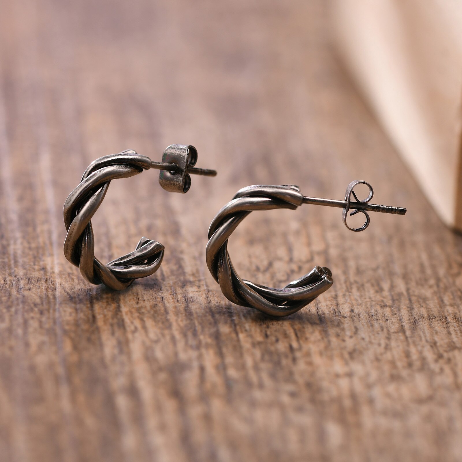 Mannen Hoops Oorbellen, Mini Twist Manchet Oorbellen. Rvs Twisted Kleine Hoops Earring, Minimalistische Mannen Sieraden