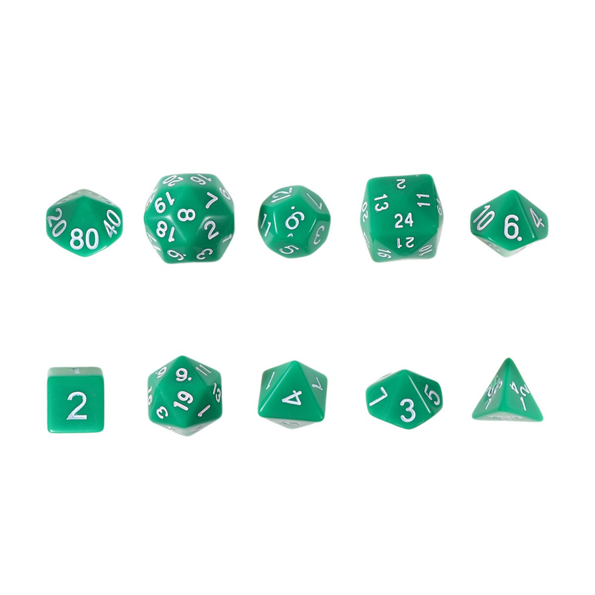 1 Set/10 Pcs Acrylic Polyhedron Dices Numbers Dice Multi-Faceted Entertainment Dice For Home Bar Table Board Games: Green
