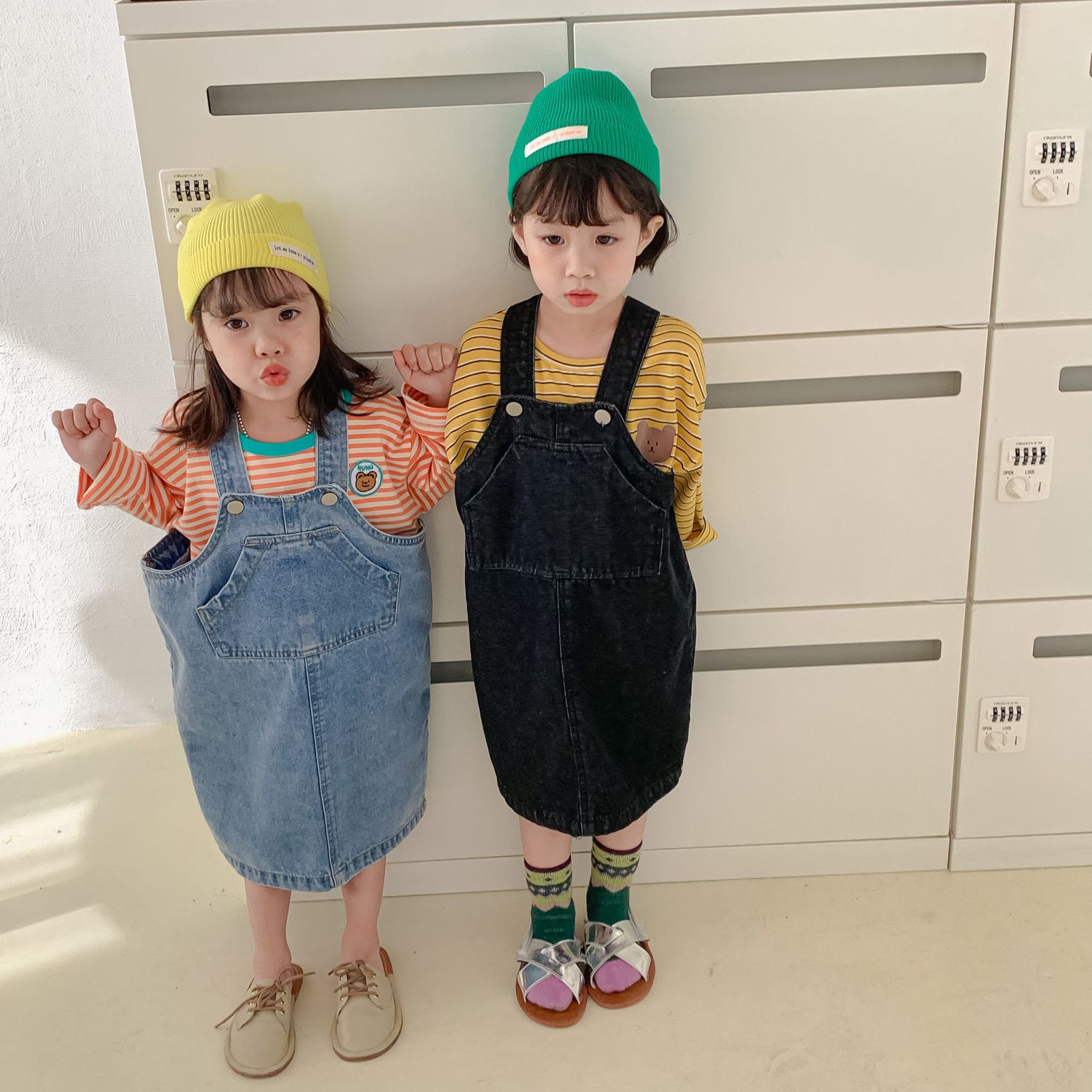 1007C-Vestido vaquero para niñas, vestidos suspendidos para niños, monos, ropa para niños, 2022