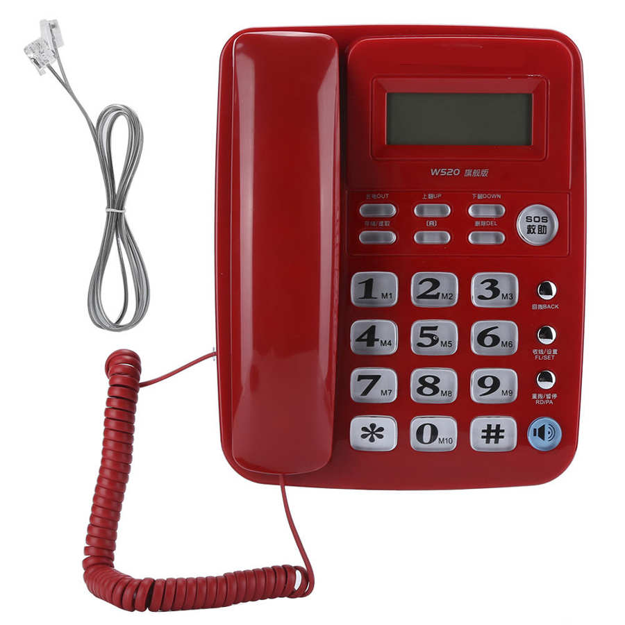 W520 Caller Identification Telephone Hands Free Call for Office Home Family Business: Red