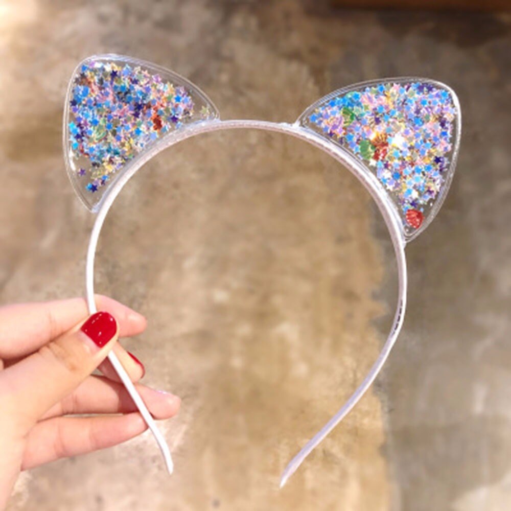 Girls Cute Colorful Sequin Crown Cat Ears Headbands Children Sweet Cat Ears Hair Band Birthday Party Kids Hair Accessories: 3
