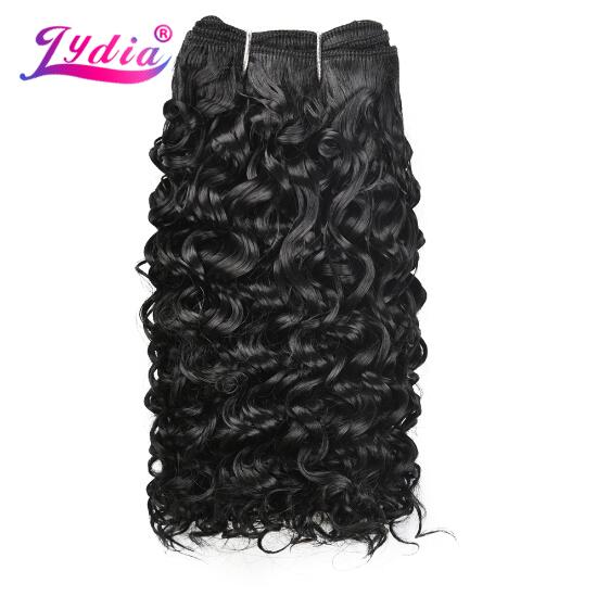 Lydia Synthetic Water Wave Hair Bundles 10 Inch 100g/Bundle Natural Black Pure Color Weave 3 Bundles/Pack Double Weft: #1