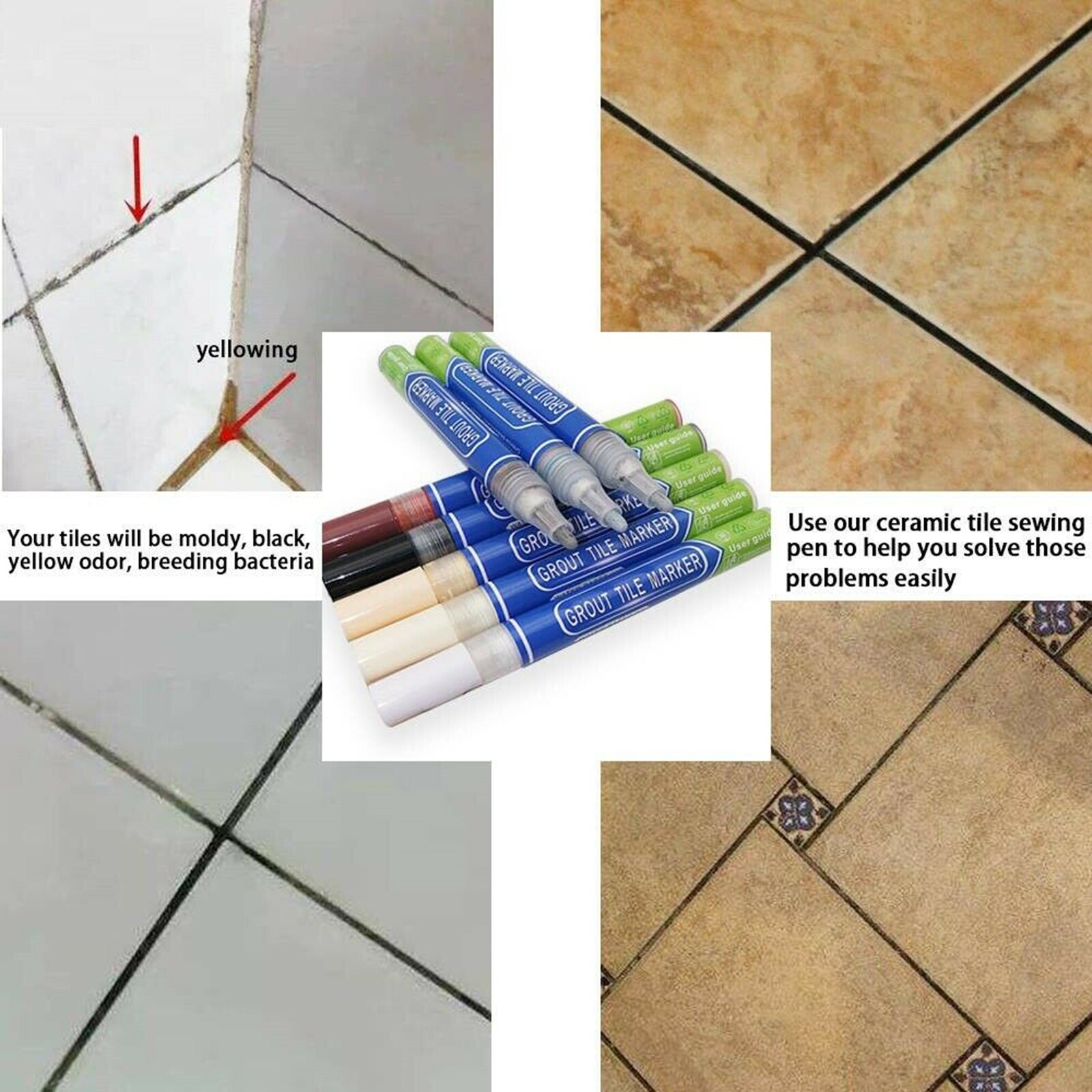 Grout Pen For Revives Restores Tile In Kitchen Shower Bathroom Waterproof Quick Drying JA55