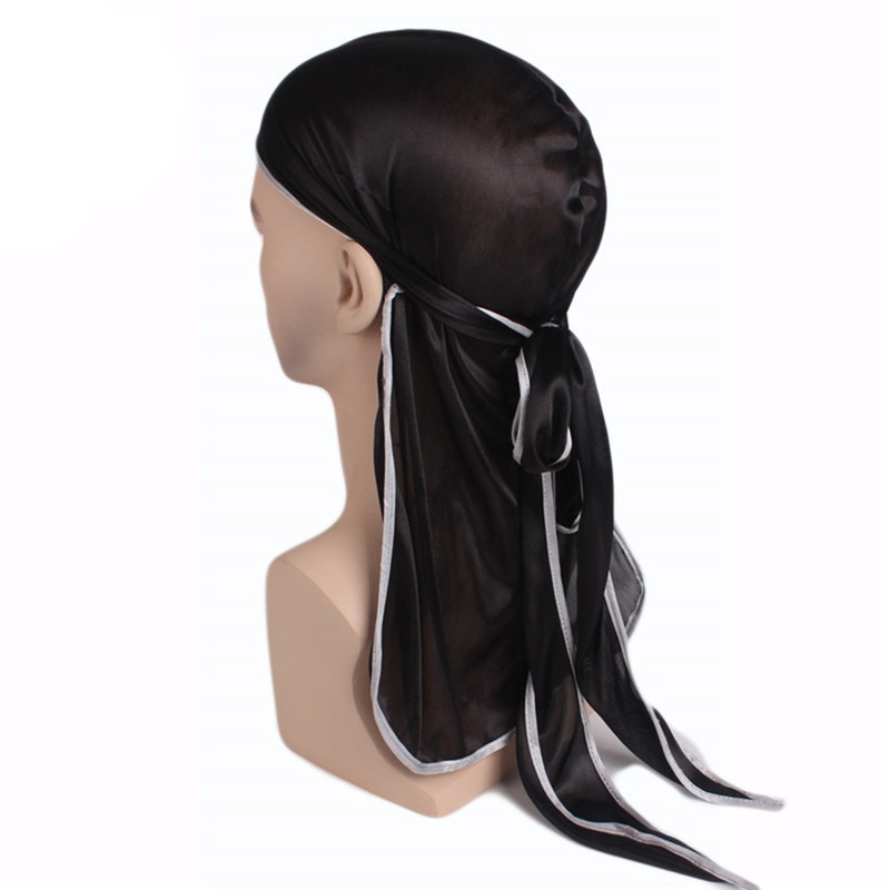 Pandebånd herre silke durags bandana turban hat parykker doo durag biker hovedbeklædning pandebånd pirat hat hårtilbehør