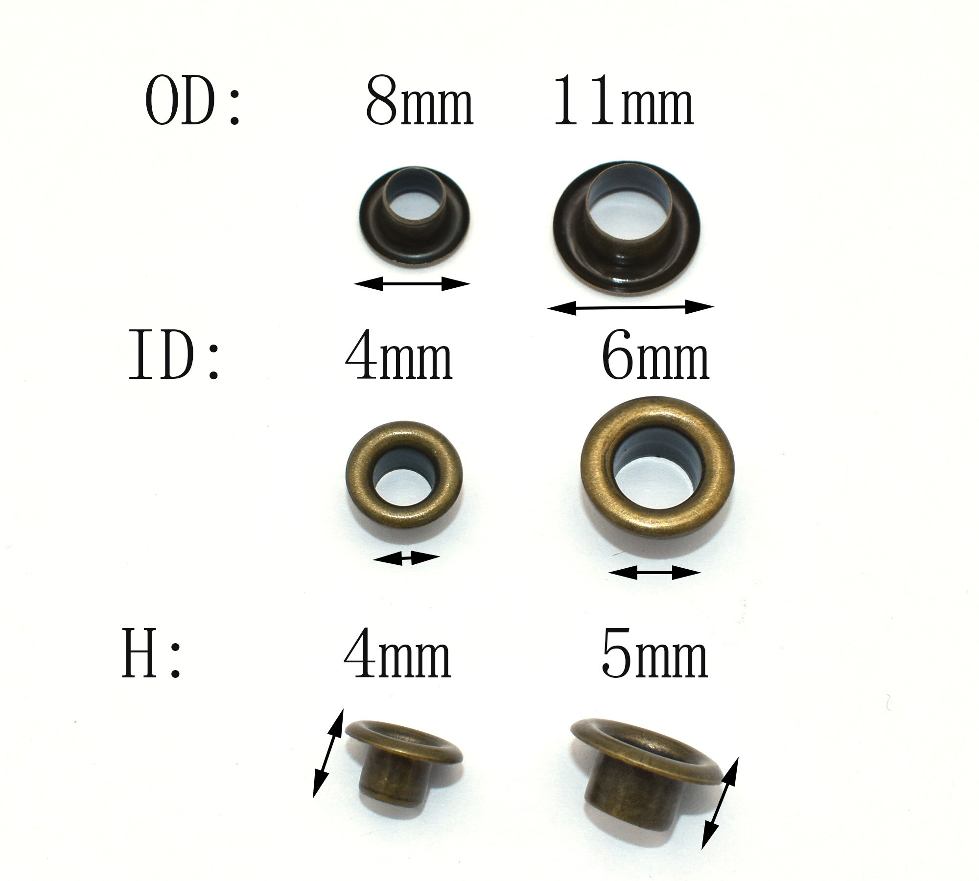 Eyelet Grommets Antique Bronze Grommets Metal 4/6mm Eyelet with Washers for Leather Craft Shoes Sewing Hardware DIY Accessories