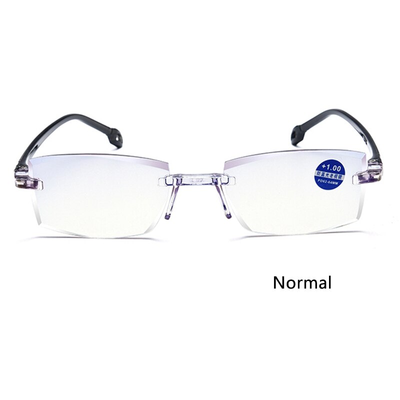 Rimless Bifocale Leesbril Mannen Vrouwen Anti Blauw Licht Verziend Glazen Dioptrie 150 250 TR90 Onbreekbaar: +350 / Normal