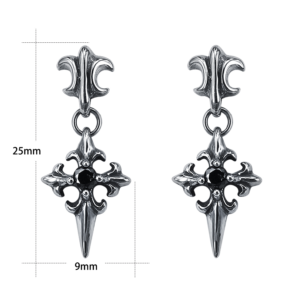 AOEDEJ Mens Punk Skull Stud Earrings 316L Stainless Steel Earrings Snake Hip Hop CZ Earrings Gothic Jewelry: H