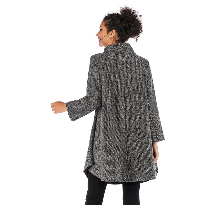 Vinter sweater kjole kvinder efterår rullekrave sweatere damer løse strikkede sweatre stribet højhalset sweater kvindekjole