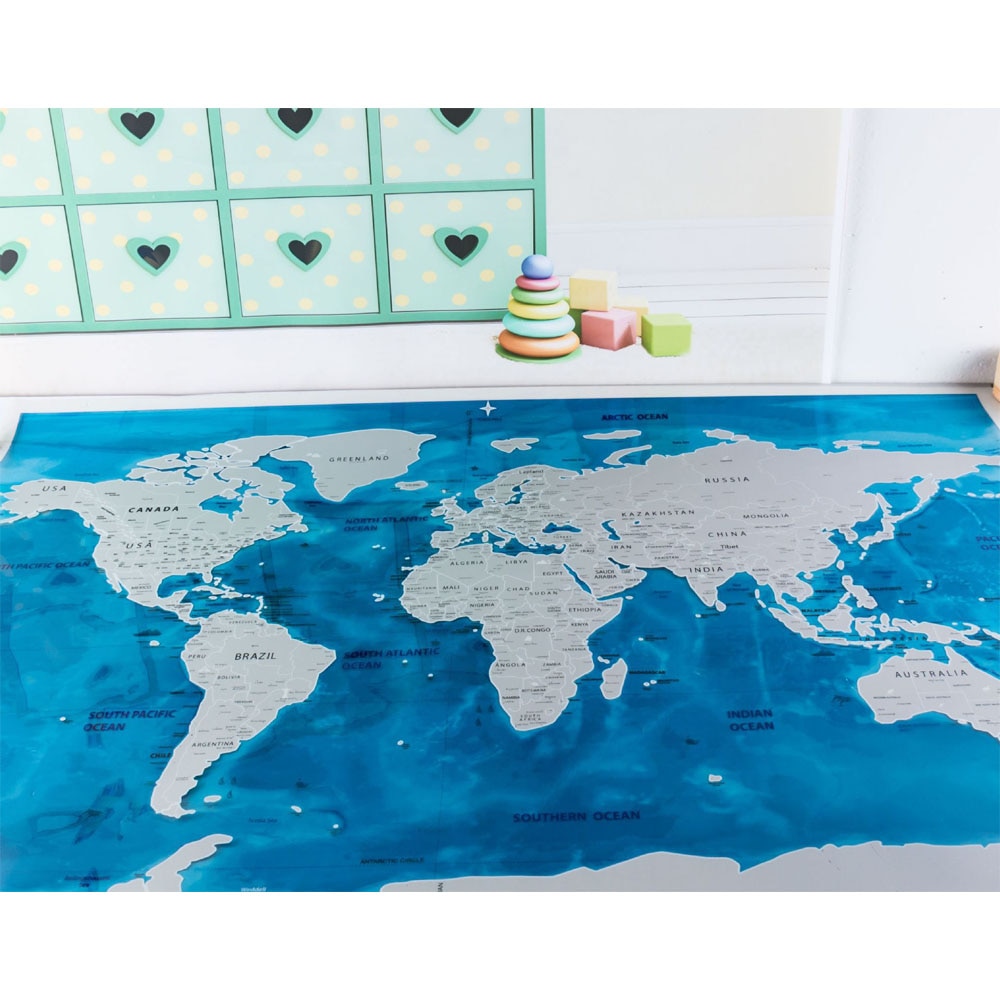 2 st 59.4 x 82.5cm skrapa av världskartan ocean edition traveller explorers kontorsmaterial social studies material poster