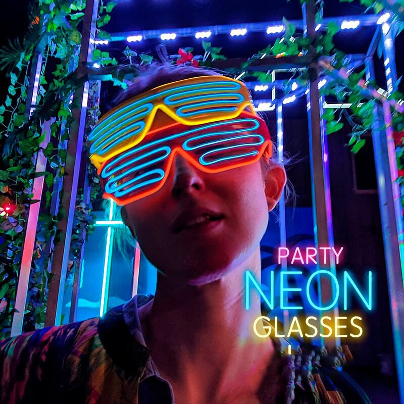 LED Neon- Brille Halloween leuchtend Brille blinkt hell glühen Sonnenbrille Festival Party Dekoration Lieferungen Leistung Requisiten