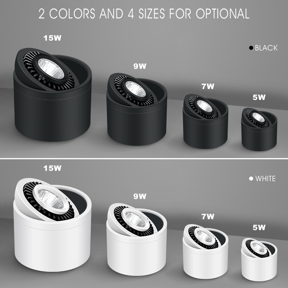 Hoek Verstelbare Dimbare Opbouw Downlight led Plafondlamp 5W 7W 9W 15W LED COB Spot Light AC110/220V Plafondlamp