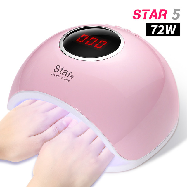 Rohwxy 66W Uv Led Lamp Nagel Droger Voor Alle Type Gels Polish Met Bodem 10 S/30 S /60 S/Timer Lcd Ijs Lamp Voor Nail Auto Sensing: Star 5 Pink / EU