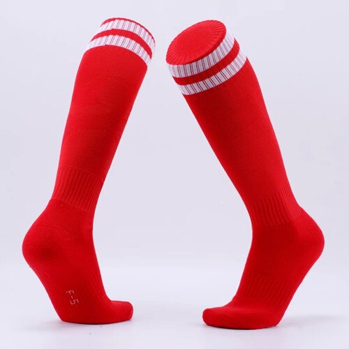 Kinder Erwachsene Fußball Socken Jungen Fußball kinder Oben Knie Plain Socken Lange Fußball Strümpfe Männer Über Knie Hohe Socken baseball: Rot / adult size