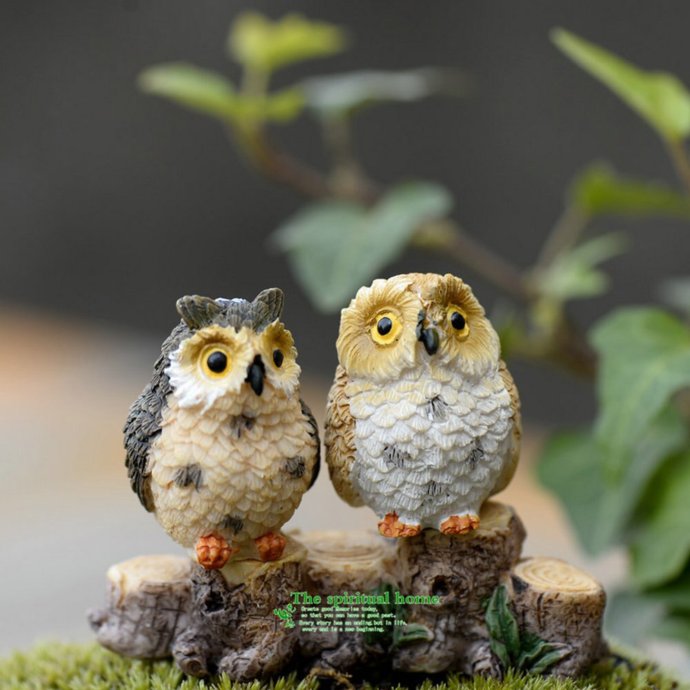 Venta 1 unids/lote mini pájaro de Minerva pequeña decoración búho Hada jardín decoración DIY miniatura animales jardín