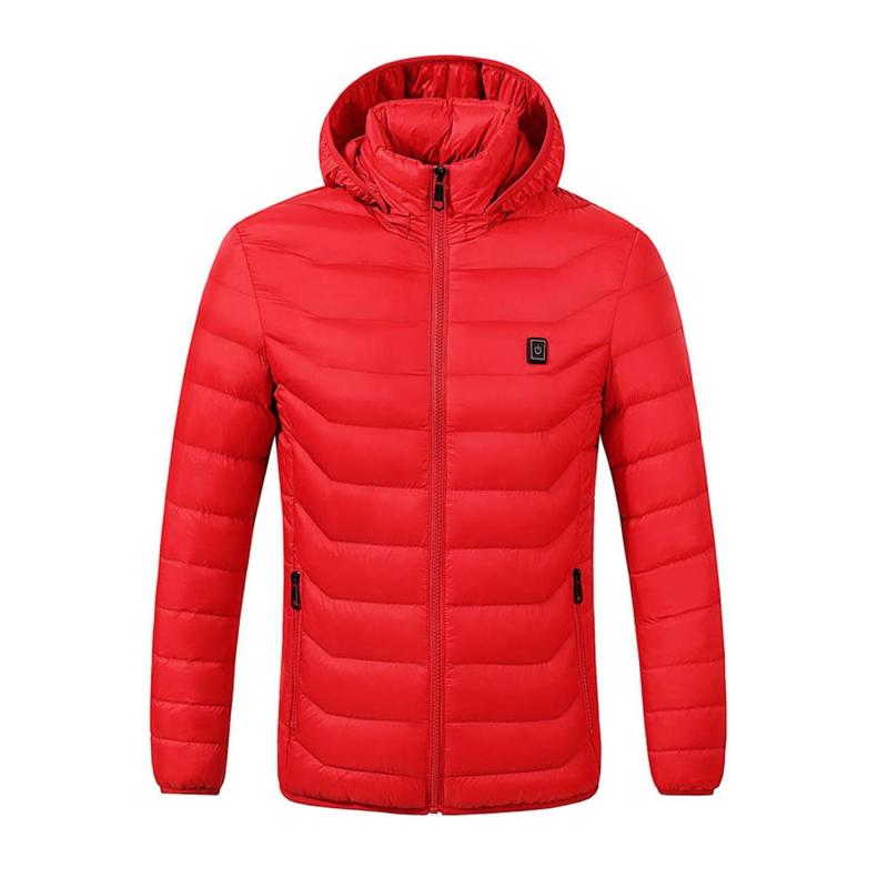 USB Electric Heating Coat Jacket Back Belly Intelligent Heated Cotton Winter Outdoor Hiking Skiing Snowboarding Women Men: Red / 4XL