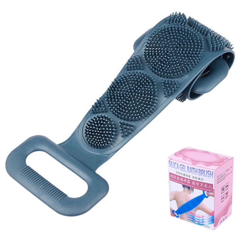 Toalla de fregado de silicona larga, cepillo para masajes de baño, Spa para frotar el barro, herramienta de exfoliación corporal, 8 estilos a elegir: blue