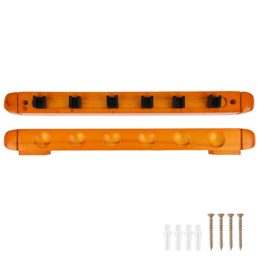 Pool Rack Wooden Wall Mounted Pool Rack Bracket 6 Holes for Billiards Snooker Supply Accessory