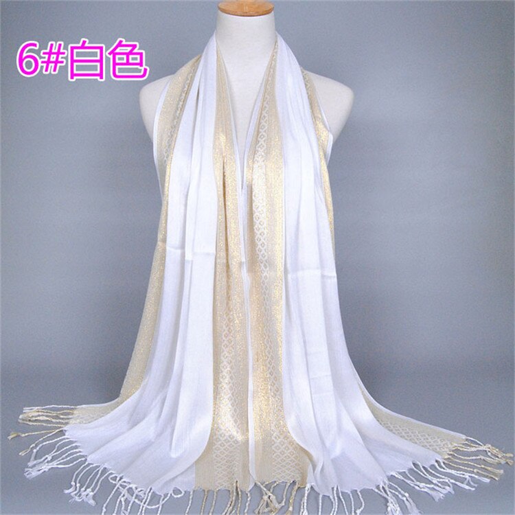 NEUE frauen Gold baumwolle einfarbig muslimischen kopf schal schals und wickelt pashmina bandana weiblich foulard damen hijab speichert: 3