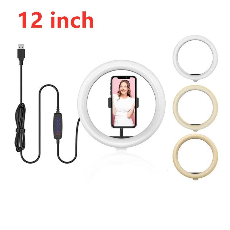 8'' 10'' 12'' Dimmable Ring Lights Wireless Remote Control Phone Video LED RingLight Photography Dimmable Desktop Live Lamp: 12Inch