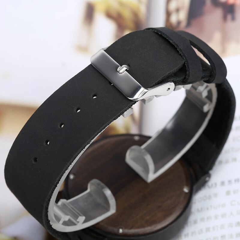 Houten horloge uniek geelgroene wijzerplaat polshorloge kwarts leren houten horloge heren dames romeinse cijfers casual klok