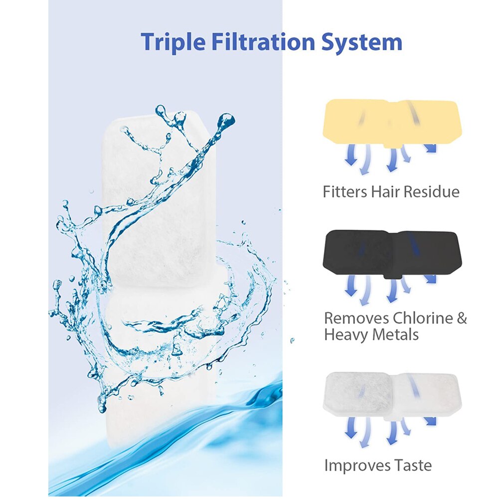 Filtre de fontaine à eau pour chat, remplacement avec charbon actif de noix de coco, pour chien de compagnie, distributeur d&#39;eau, 6 pièces/12 pièces