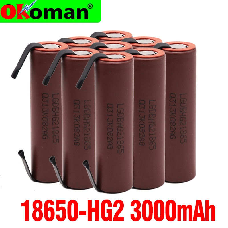 4 Stuks Originele Grote Capaciteit HG2 18650 3000 Mah Oplaadbare Batterij Voor HG2 Power Hoge Ontlading Grote Stroom + Diy nicke