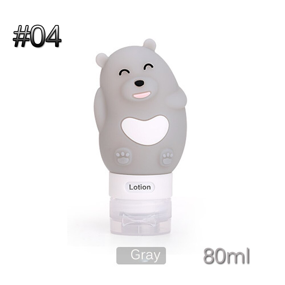 60/80/90 Ml Food-Grade Siliconen Flessen Makeup Shampoo Douchegel Lotion Sub-Bottelen Buis leuke Reizen Squeeze Lege Fles: Type2-80ml gray