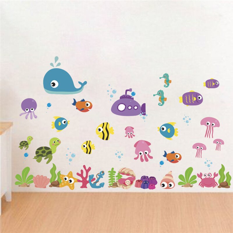Underwater Fish Bubble Boat Turtle Wall Sticker Decals Bathroom Bedroom Nursery Window Decor Nursery Decals Poster Mural: 850