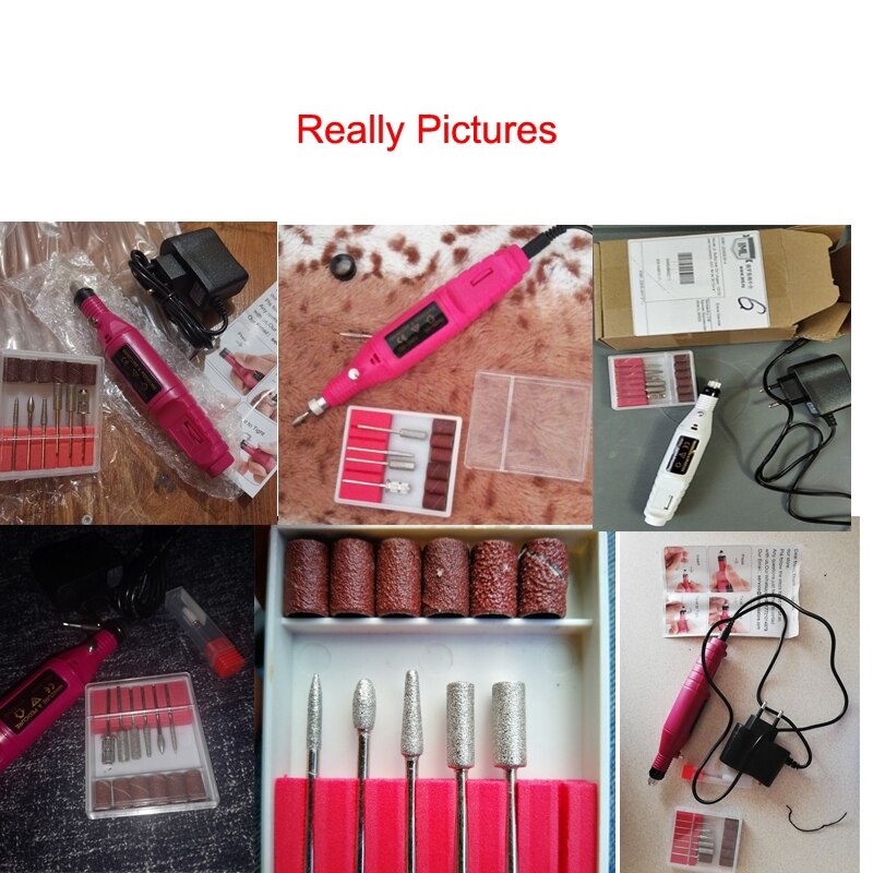 1 ensemble électrique perceuse à ongles Machine stylo appareil pour manucure fraises avec 6 Bits ponceuse à ongles pédicure outil manucure Kit