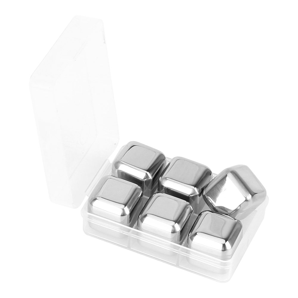 Bier Drinken Quick Bevroren Ijs Steen Rode Wijn Koelers Herbruikbare Chilling Stones voor Whiskey Wijn Rvs Ice Cubes: 6pcs