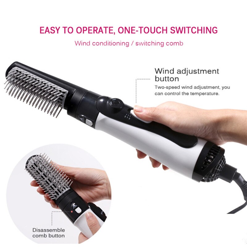 3 IN 1 Air Blower Dryer Comb Hair Straightener Curling Iron Brush Rotating Hair Dryer Brush Hair Curler Styler Styling Tools
