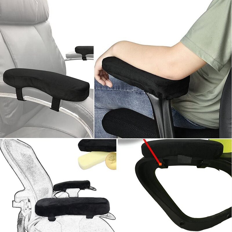 Skum armlæn pude til stol pude kontor kørestol armlæn med betræk sikkerhedssele (sæt  of 4)
