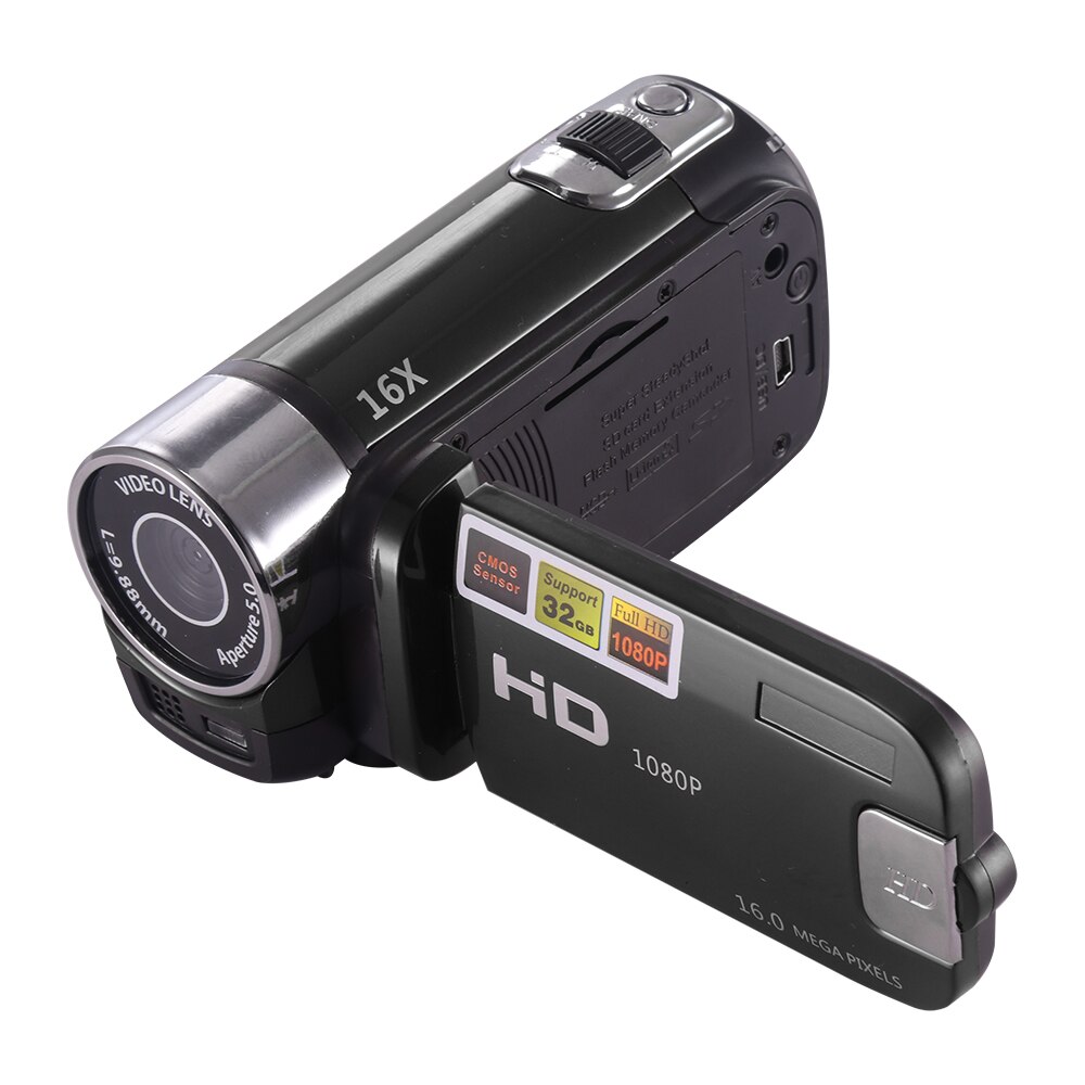 Vlog kamera 1080p fuld  hd 16mp dv camcorder digitalt videokamera 270 graders rotation skærm 16x night shoot zoom digital zoom