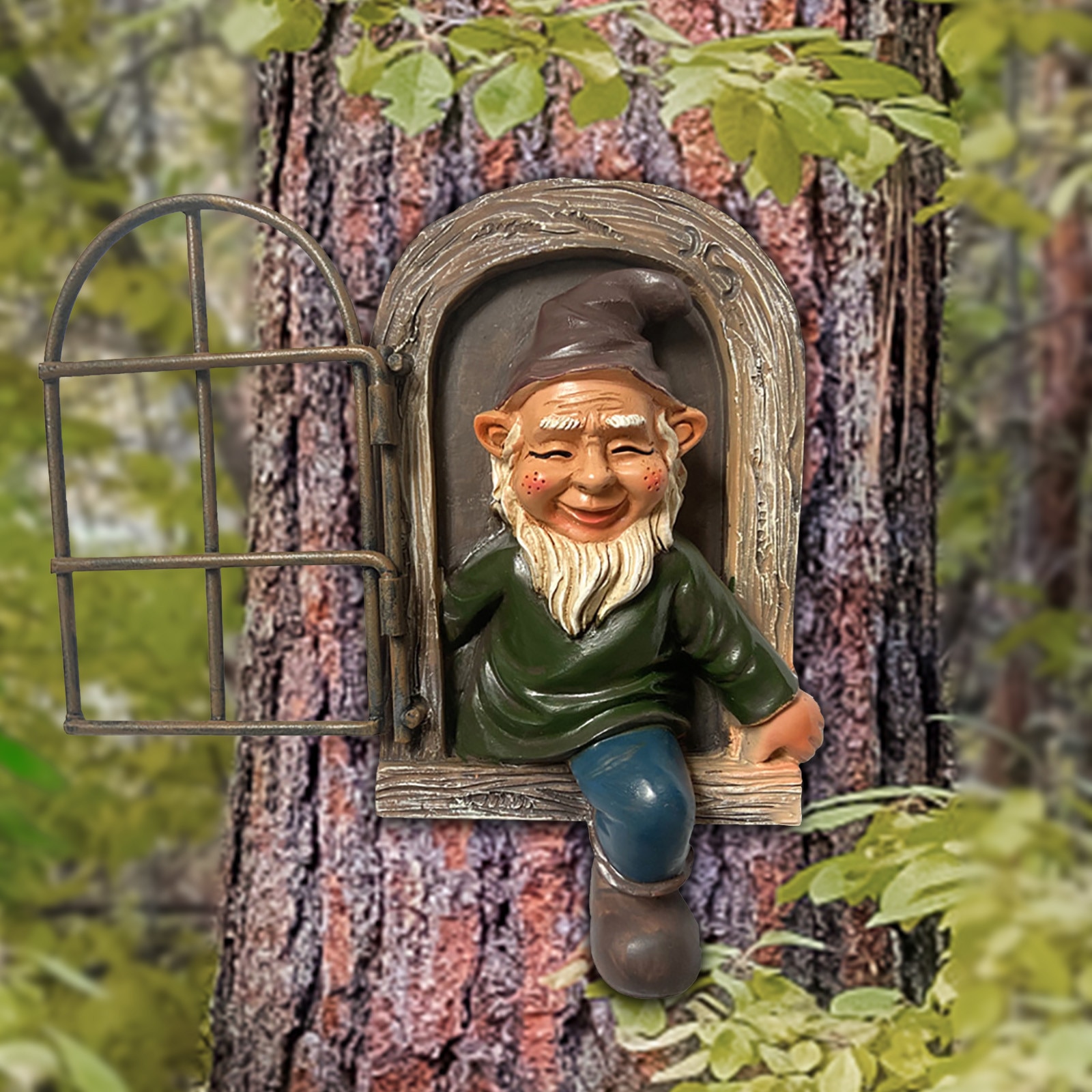 Garden Peeker Yard Art Whimsical Tree Sculpture Garden Decoration Dwarf Gnome Resin Statues Courtyard Tree Decoration 1pc