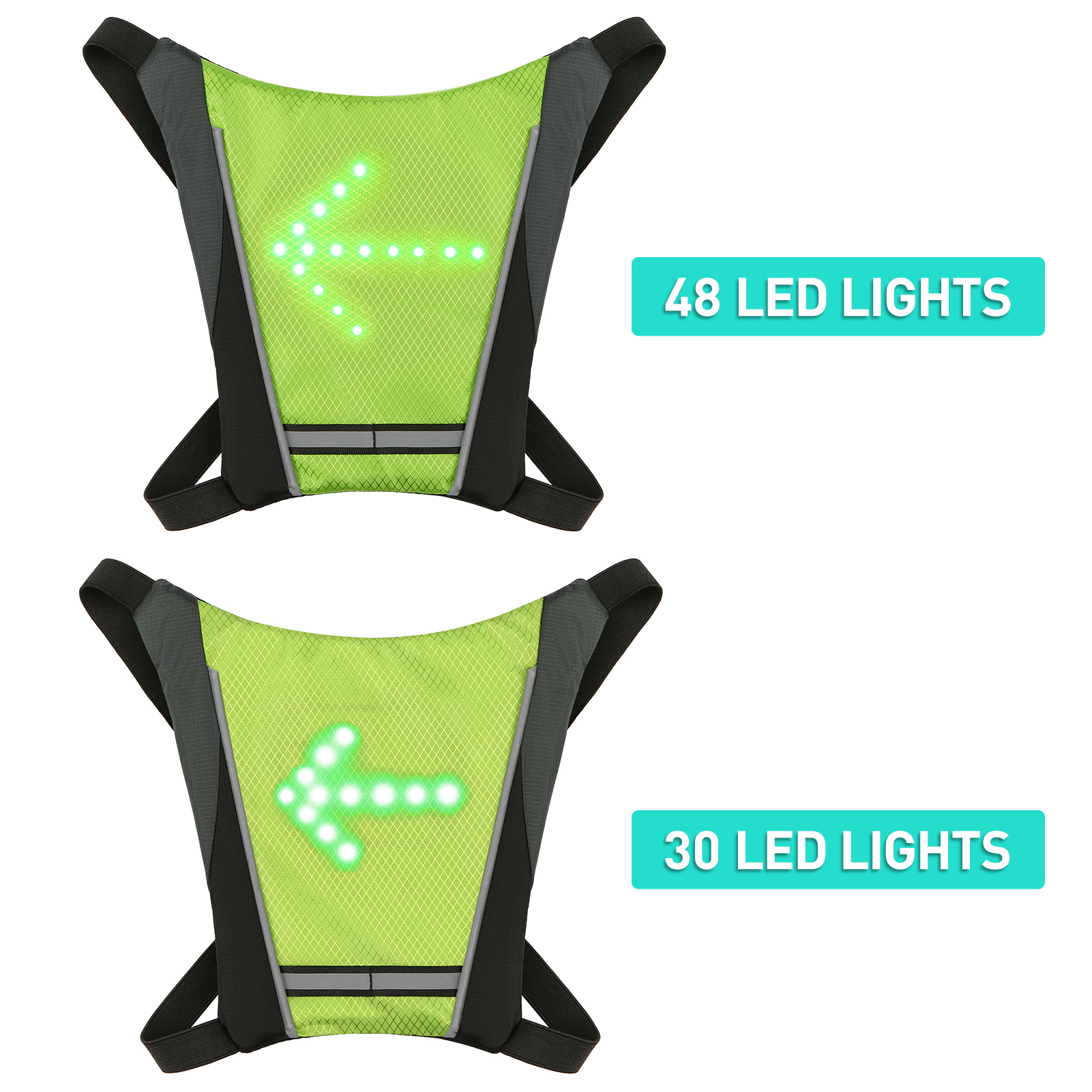 Sac de vélo réfléchissant avec clignotant LED, sac à dos Rechargeable USB, Clip de fixation avec télécommande, sacs à lumières LED