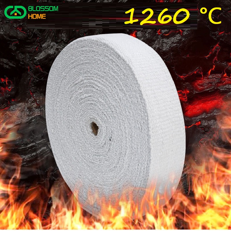 Ceramic Fiber Webbing Anti-high Temperature 1260 ℃ Pipes and Containers Tape for Heat Insulation Width 3CM 5CM 10CM Lenght 5M